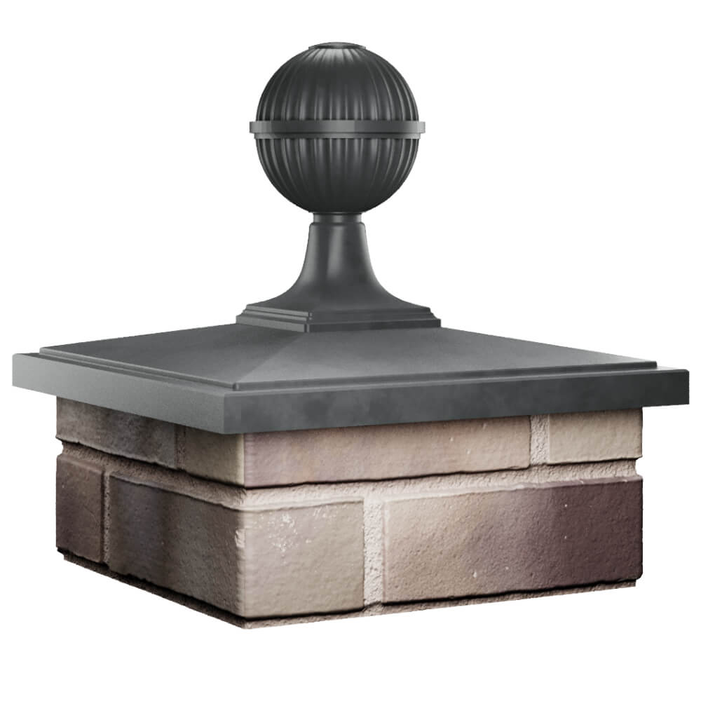 Колпак Zking БонаМоно Серый с шаром на столб 1.5х1.5 кирпича (385х385, 400х400мм) в сборе в Сальске фото