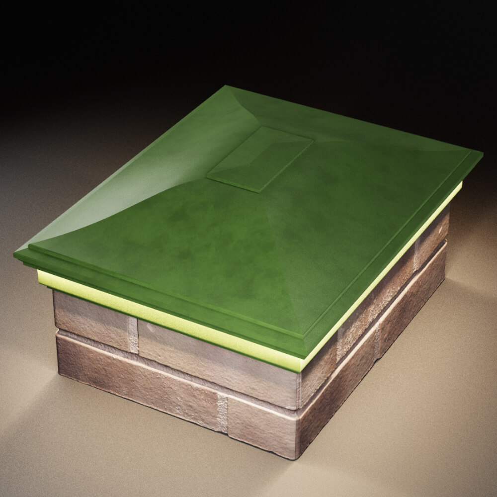 Колпак Zking Монблан Зеленый на столб 2х1.5 кирпича (515х385мм) c подсветкой в Сальске фото