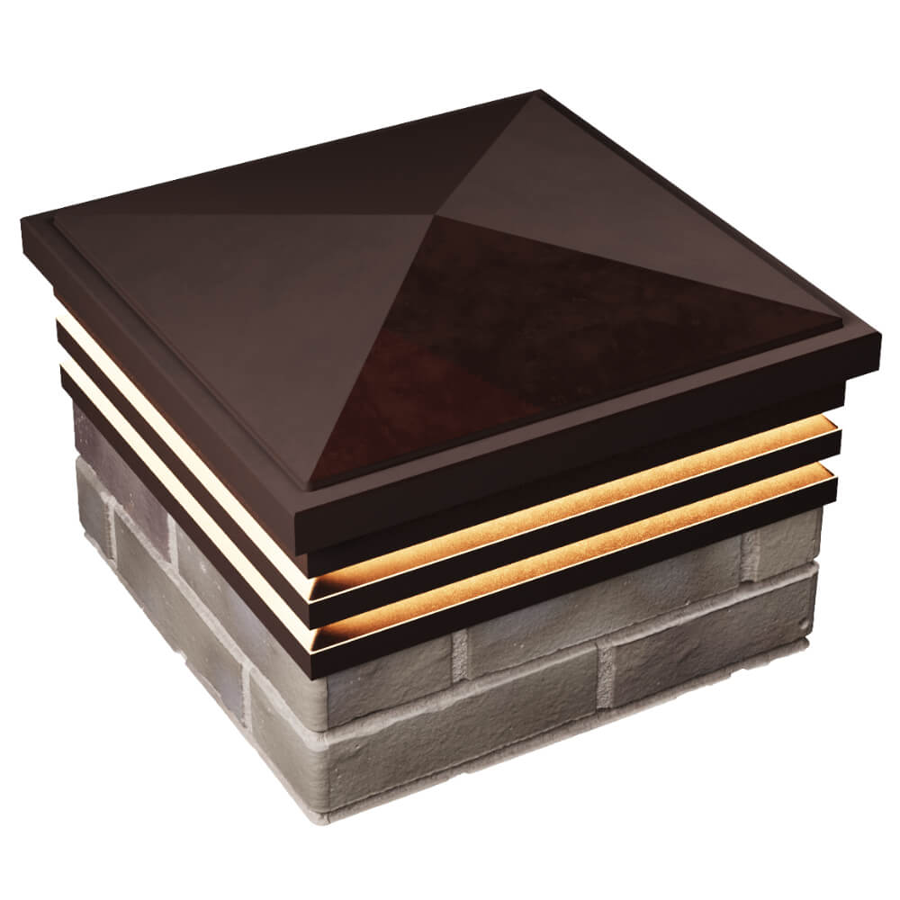 Колпак Zking Бона ХайТек Коричневый на столб 1.5х1.5 кирпича (385х385мм) с подсветкой в Сальске фото