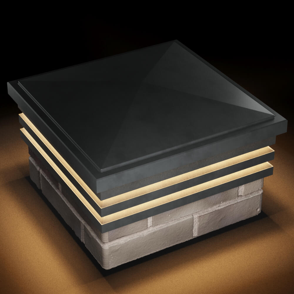 Колпак Zking Бона ХайТек Серый на столб 1.5х1.5 кирпича (385х385мм) с подсветкой в Сальске фото