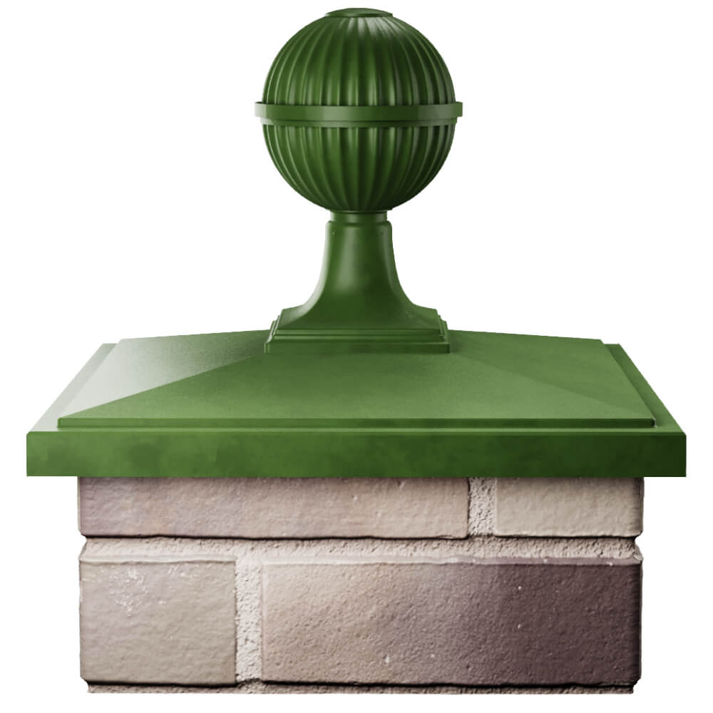 Колпак Zking БонаМоно Зеленый с шаром на столб 1.5х1.5 кирпича (385х385, 400х400мм) в сборе Сальск фото