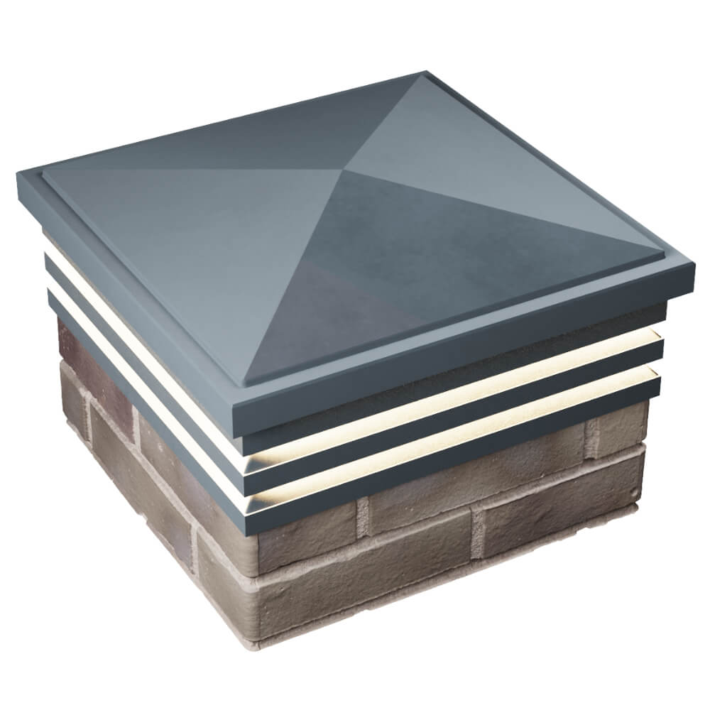 Колпак Zking Бона ХайТек Серый на столб 1.5х1.5 кирпича (385х385мм) с подсветкой в Сальске фото