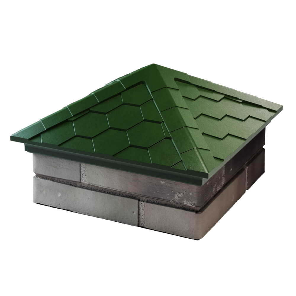 Колпак Zking Эверест Зеленый на столб 1.5х1.5 кирпича (390х390мм) в Сальске фото