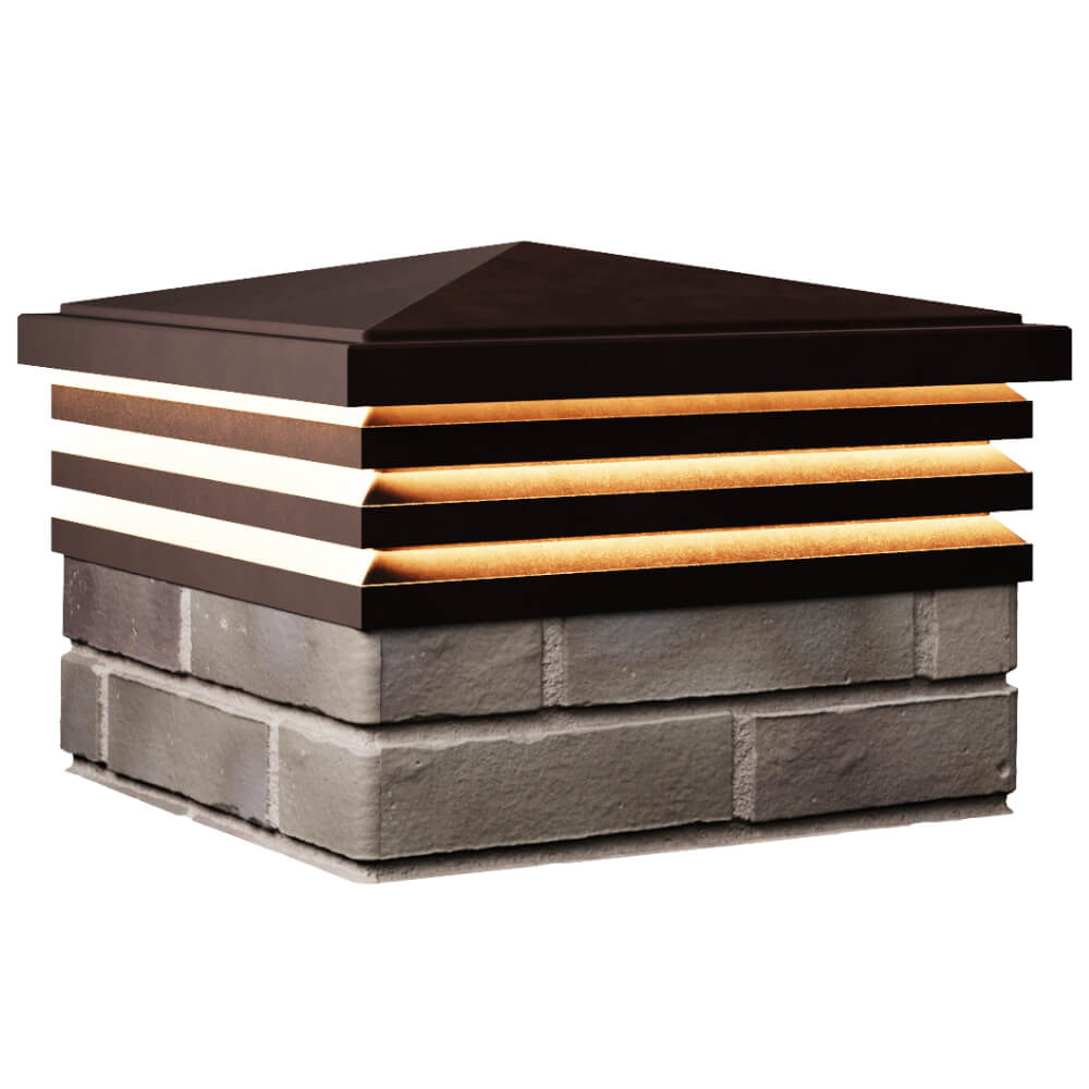 Колпак Zking Бона ХайТек Коричневый на столб 1.5х1.5 кирпича (385х385мм) с подсветкой в Сальске фото