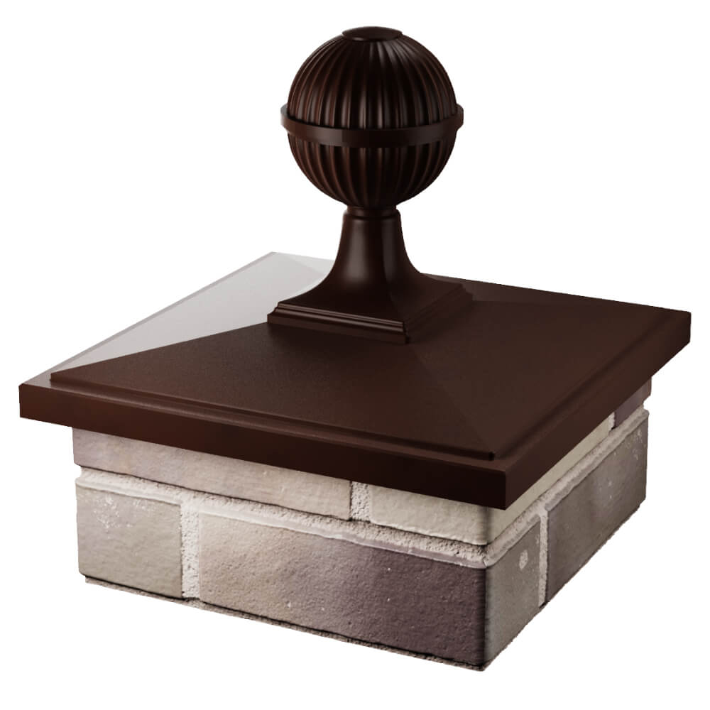 Колпак Zking БонаМоно Коричневый с шаром на столб 1.5х1.5 кирпича (385х385, 400х400мм) в сборе в Сальске фото