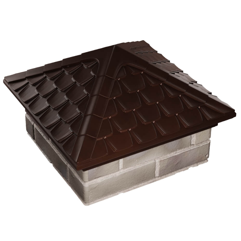 Колпак Zking Эльбрус Коричневый на столб 1.5х1.5 кирпича (385х385мм) в Сальске фото