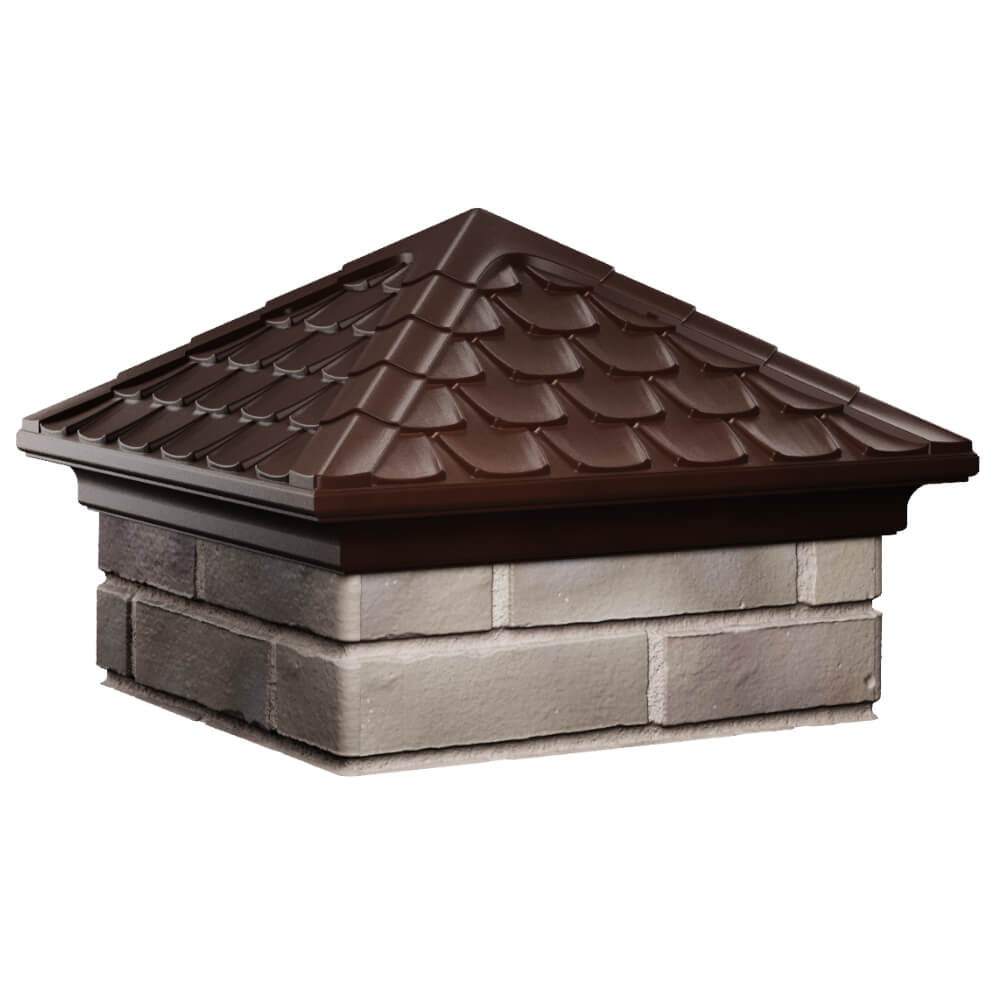 Колпак Zking Эльбрус Коричневый на столб 1.5х1.5 кирпича (385х385мм) в Сальске фото