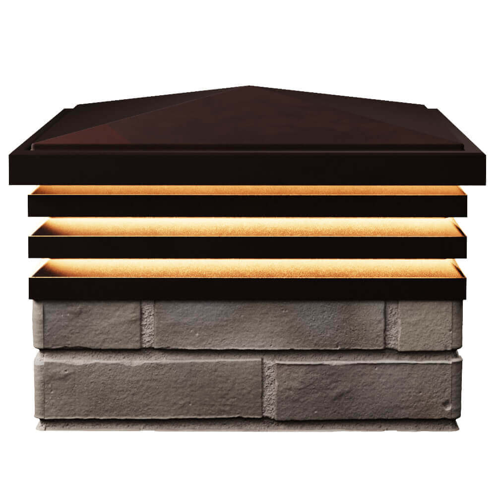 Колпак Zking Бона ХайТек Коричневый на столб 1.5х1.5 кирпича (385х385мм) с подсветкой в Сальске фото